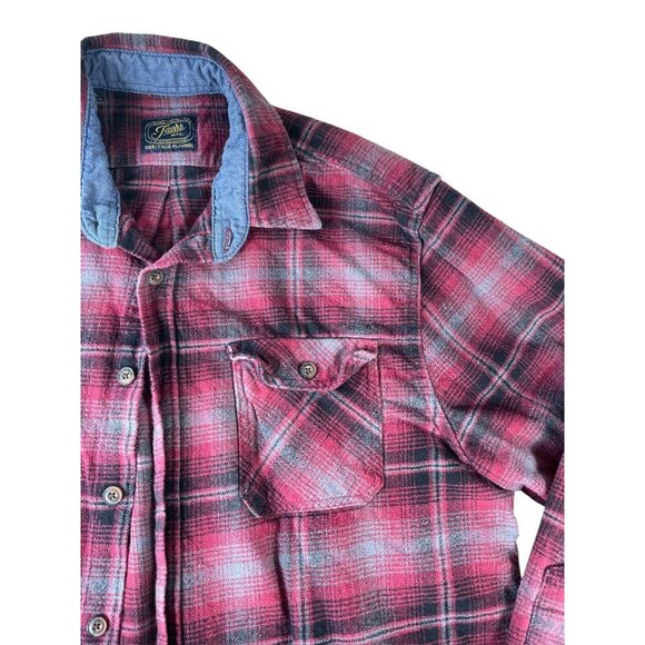 JACHS Heritage Flannel Mens XL Shirt Red Gray Plaid Button Up Long Sleeve Casual - Picture 2 of 13